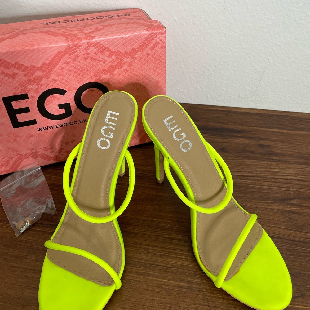 EGO Bright Yellow/Green Strappy Heels